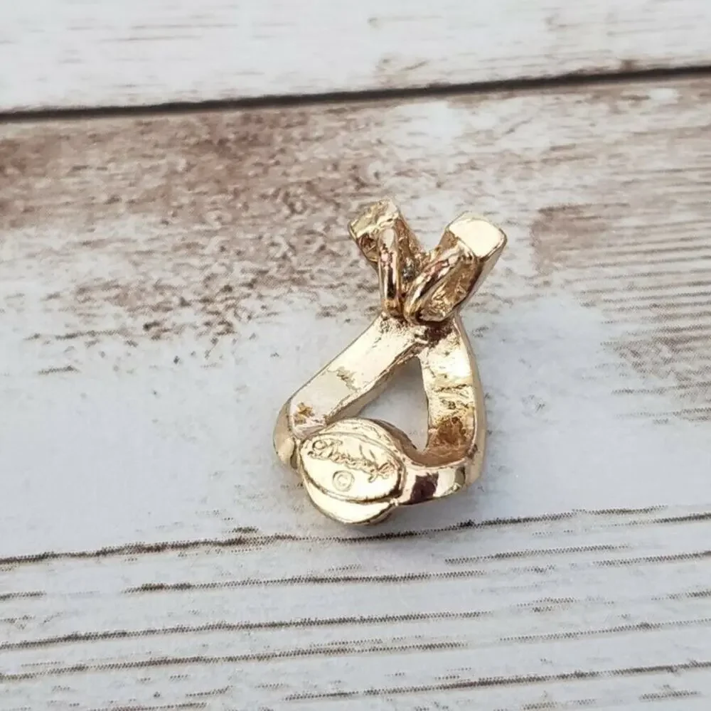 Elegant Gold Tone with Clear Gems Pendant (No Chain Included)